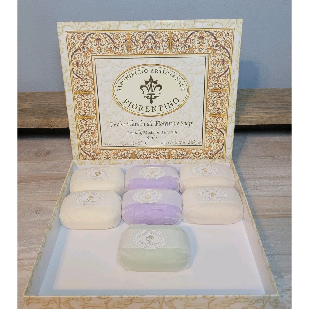 Saponificio Fiorentino Italian Soap Lot 7 Almond Jasmine Verbena Artisan W/Box